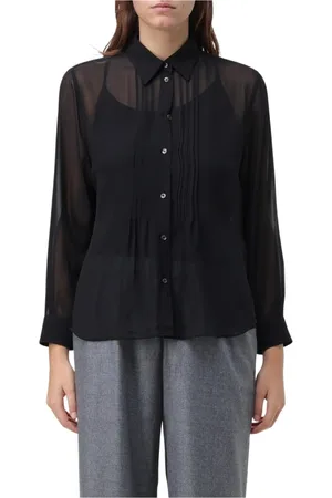 Aspesi Blouses & Shirts, Dames, Zwart, S, Elegante Zijden Blouse
