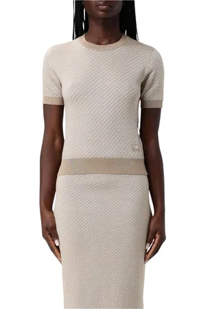 Fendi Truien, Dames, , XS, Korte Mouw Gebreide Top Trui