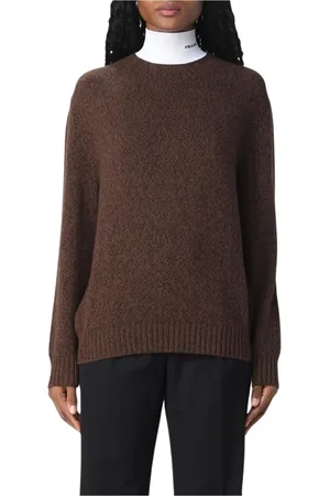 Prada Truien, Dames, Bruin, S, Wol, Luxe Wol Gebreide Pullover Sweater