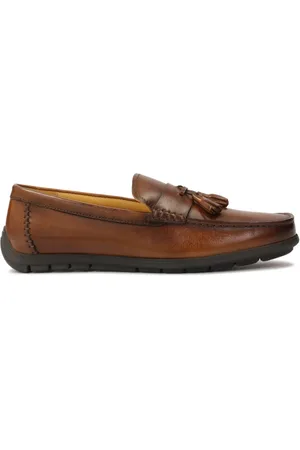 Kazar Schoenen, Heren, Bruin, 42 EU, Leer, Bruine mocassins met een decoratief element