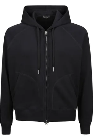 Tom Ford Sweatshirts & Hoodies, Heren, Zwart, L, Katoen, Luxe Zwarte Hoodie met Rits
