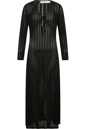 Simkhai Kleedjes, Dames, Zwart, M, Keyhole Midi Jurk met Lange Mouwen