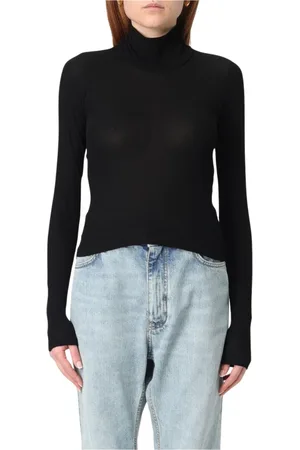 Balenciaga Truien, Dames, Zwart, S, Zwarte Gebreide Turtleneck Top