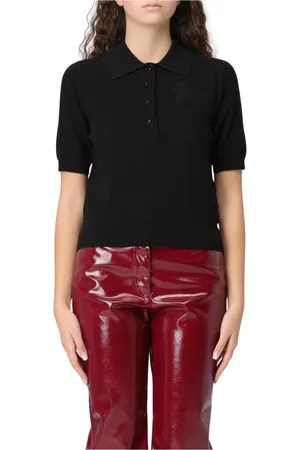 Burberry Tops, Dames, Zwart, S, Wol, Zwart Merinowol Polo Shirt