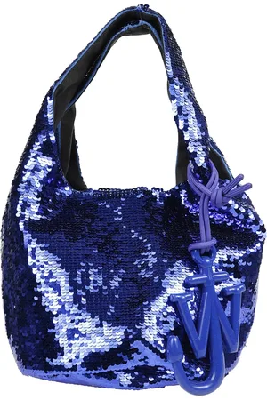 J.W.Anderson Tassen, Dames, Blauw, ONE Size, Pailletten, Paillet Shopper Handtas met Verborgen Magnetische Sluiting