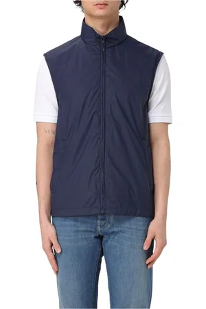 FAY Jassen, Heren, Blauw, XL, Blauwe Zip Up Vest voor Mannen