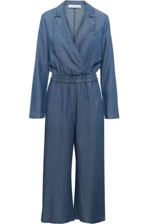 INWEAR Jumpsuits & Playsuits, Dames, Blauw, XS, Blauwe Jumpsuit met Smock Taille