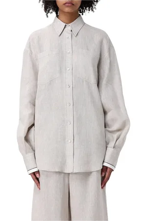 Brunello Cucinelli Blouses & Shirts, Dames, , L, Linnen, Oversized Linnen Shirt