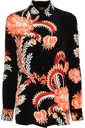 Etro Blouses & Shirts, Dames, Veelkleurig, M, Zijden blouse met bloemenprint