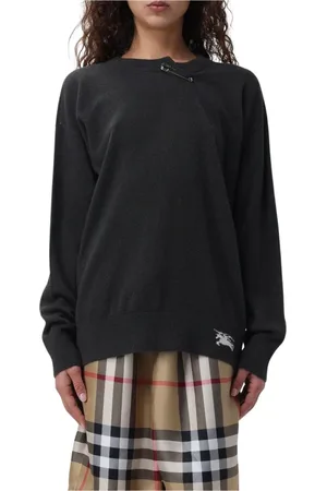 Burberry Truien, Dames, Zwart, M, Zwarte Cashmere Trui met Veiligheidsspeld Detail