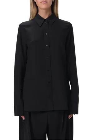Stella McCartney Blouses & Shirts, Dames, Zwart, M, Elegante Zwarte Overhemd met Kraag