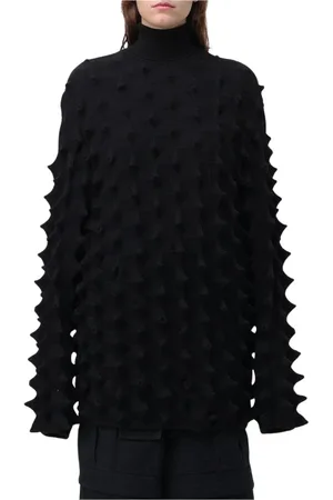 AMBUSH Truien, Dames, Zwart, S, Rayon, Zwarte Gebreide Trui met Textuur