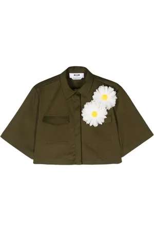 Msgm Blouses & Shirts, Dames, Groen, S, Katoen, Casual overhemd
