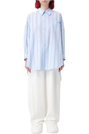 Marni Blouses & Shirts, Dames, Blauw, S, Katoen, Gestreepte Waterpatroon Shirt