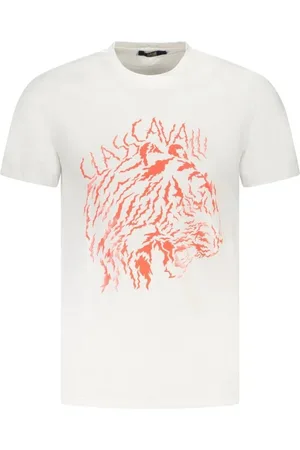 Roberto Cavalli Tops, Heren, Wit, XL, Katoen, Witte Katoenen Crew Neck T-Shirt