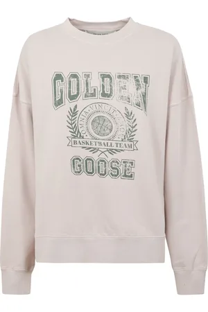 Golden Goose Sweatshirts & Hoodies, Dames, Grijs, M, Katoen, Katoenen Crewneck Sweatshirt met Logoprint