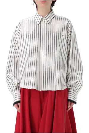 Brunello Cucinelli Blouses & Shirts, Dames, Blauw, S, Katoen, Blauw Gestreept Katoenen Overhemd