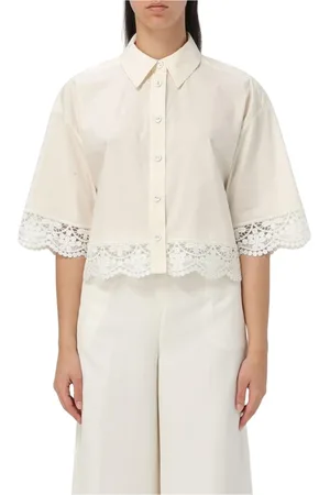 Twin-Set Blouses & Shirts, Dames, Wit, XS, Kanten Zwarte Blouse