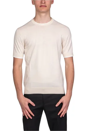 Paolo Pecora Truien, Heren, Wit, M, Roomwit Crewneck Sweater