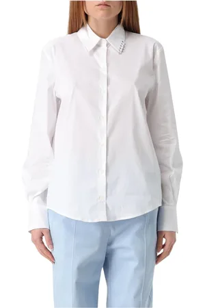 Patrizia Pepe Blouses & Shirts, Dames, Wit, M, Katoen, Kristal Kraag Shirt