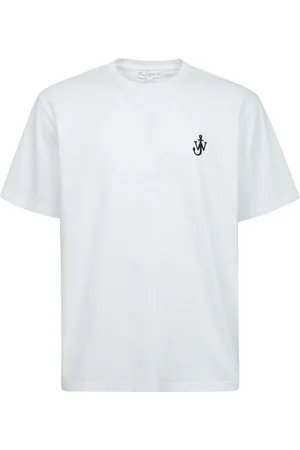 J.W.Anderson Tops, Heren, Wit, M, Katoen, Korte mouw Logo Geborduurd T-shirt