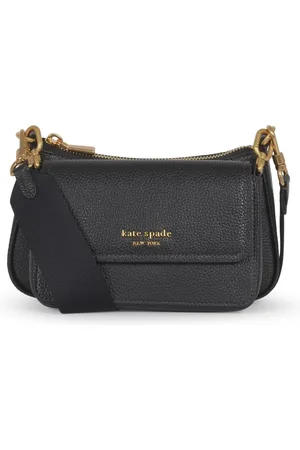 Kate Spade Tassen, Dames, Zwart, ONE Size, Leer, Zwarte Dubbele Crossbody Tas
