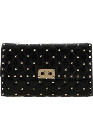 VALENTINO GARAVANI Tassen, Dames, Zwart, ONE Size, Leer, Gestikte Zwarte Crossbody Tas