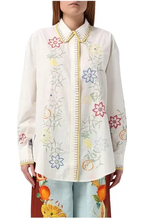 ALÉMAIS Blouses & Shirts, Dames, , S, Katoen, Bloemenkatoenen overhemd voor vrouwen