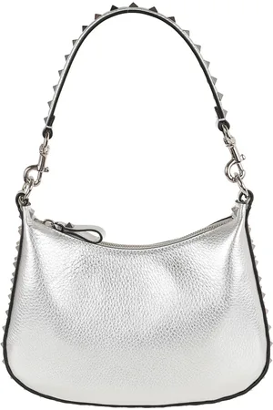 VALENTINO GARAVANI Tassen, Dames, Grijs, ONE Size, Leer, Kleine Hobo Tas