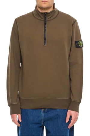 Stone Island Sweatshirts & Hoodies, Heren, Groen, S, Katoen, Zwarte Half Zip Sweatshirt