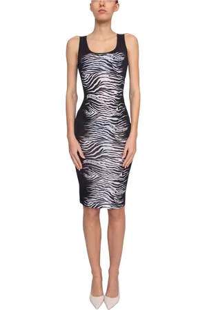 VERSACE Kleedjes, Dames, Veelkleurig, S, Zwart/Wit Jurk voor Vrouwen
