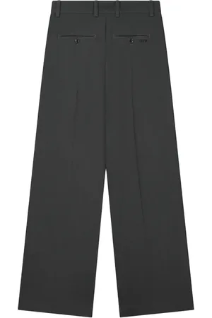 OLAF HUSSEIN Broeken, Dames, Grijs, S, Polyester, Op maat gemaakte wijde broek Donker Heather Grey