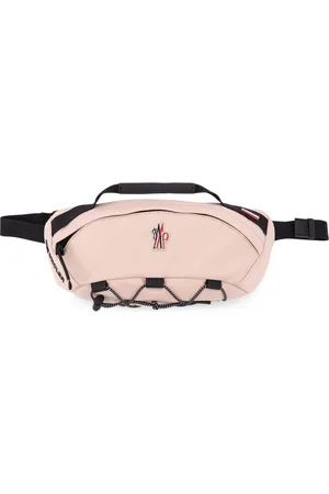 Moncler Tassen, Dames, Roze, ONE Size, Nylon, Waterafstotende nylon heuptas met leren inzetstukken
