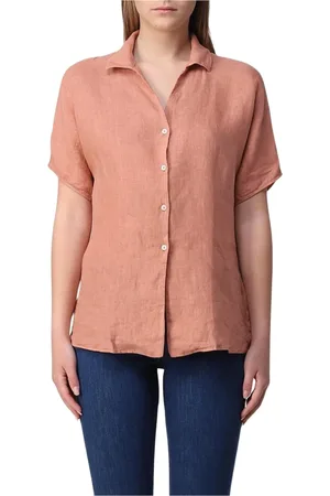 FAY Blouses & Shirts, Dames, Roze, M, Linnen, Roze Linnen Overhemd Relaxte Pasvorm
