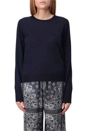 Golden Goose Truien, Dames, Blauw, M, Wol, Blauwe Merino Crew Neck Sweater