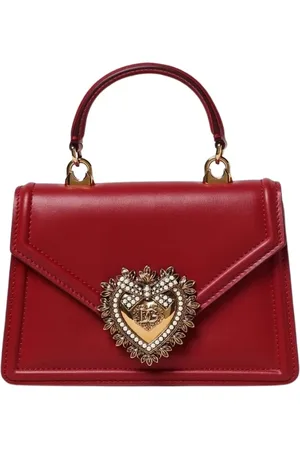 Dolce & Gabbana Tassen, Dames, Rood, ONE Size, Leer, Hartvormige Kliksluiting Tas in Geel Room