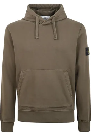 Stone Island Sweatshirts & Hoodies, Heren, Bruin, S, Katoen, Hoodie van katoen met kangoeroezak
