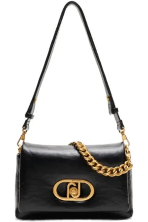 Liu Jo Tassen, Dames, Zwart, ONE Size, Polyester, Elegante Schoudertas met Gouden Ketting