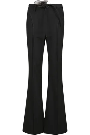 ROTATE Broeken, Dames, Zwart, L, Leer, Hoge taille zwarte broek met knoop- en ritssluiting