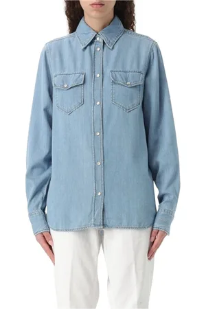 Liu Jo Blouses & Shirts, Dames, Blauw, M, Blauwe Button-Up Shirt