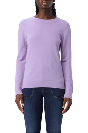HUGO BOSS Truien, Dames, Paars, M, Wol, Elegante Wol Crew Neck Sweater
