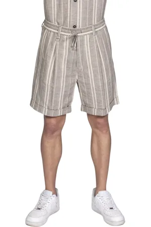 Paolo Pecora Korte broeken, Heren, Grijs, S, Gestreepte Bermuda Shorts voor Mannen