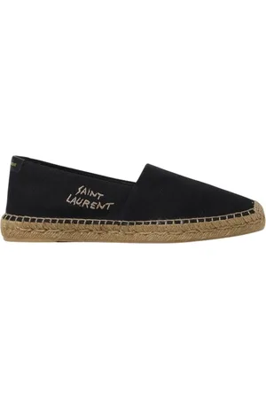 Saint Laurent Schoenen, Heren, Zwart, 40 EU, Jute, Zwarte Geborduurde Canvas Espadrilles
