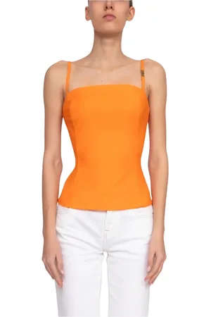 VERSACE Tops, Dames, Oranje, XS, Tijgerprint Dames Top