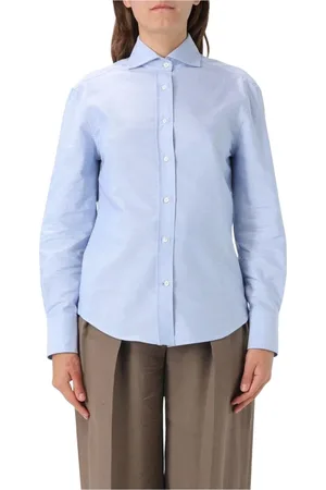 Brunello Cucinelli Blouses & Shirts, Dames, Blauw, M, Blauwe Button-Up Shirt, Tijdloze Elegantie