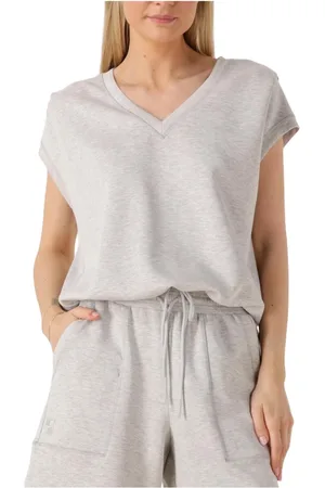 Mos Mosh Tops, Dames, Grijs, L, Linnen, Grijze Nadi Top voor Vrouwen