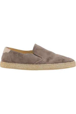 Brunello Cucinelli Schoenen, Heren, Bruin, 41 EU, Suède, Grijze Suède Instap Espadrilles