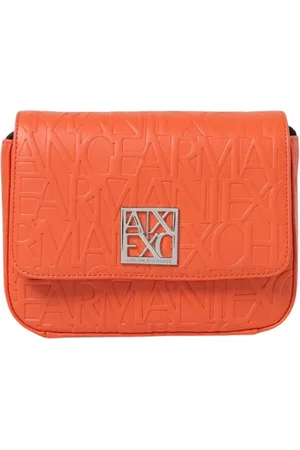 Armani Exchange Tassen, Dames, Rood, ONE Size, Leer, Geëtst Logo Mini Clutch Tas