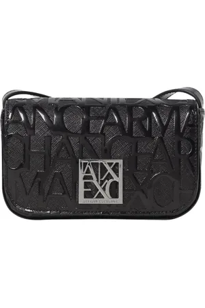 Armani Exchange Tassen, Dames, Zwart, ONE Size, Leer, Zwarte Geëtste Crossbody Tas