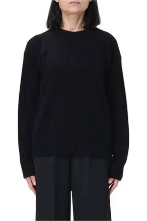 Jil Sander Truien, Dames, Zwart, S, Wol, Zwarte Merino Crew Neck Sweater